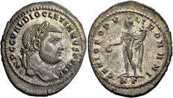 Diocletian, 284-305. Follis (Silvered bronze, 32 mm, 9.08 g, 12 h), Cyzicus, circa 297-299. IMP C C VAL DIOCLETIANVS P F AVG Laureate head of Diocleti...