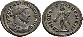 Diocletian, 284-305. Follis (Silvered bronze, 30 mm, 9.96 g, 7 h), Londinium, circa 303-305. IMP DIOCLETIANVS AVG Laureate and cuirassed bust of Diocl...