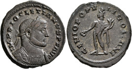 Diocletian, 284-305. Follis (Silvered bronze, 29 mm, 11.71 g, 7 h), Londinium, circa 303-305. IMP DIOCLETIANVS P F AVG Laureate and cuirassed bust of ...