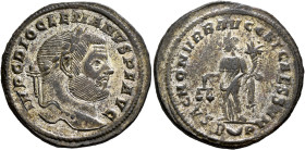 Diocletian, 284-305. Follis (Silvered bronze, 29 mm, 10.67 g, 12 h), Rome, circa 303-305. IMP C DIOCLETIANVS P F AVG Laureate head of Diocletian to ri...