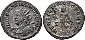 Maximianus, first reign, 286-305. Antoninianus (Silvered bronze, 22 mm, 3.12 g, 6 h), Lugdunum, 287-289. IMP C MAXIMIANVS AVG Radiate and cuirassed bu...