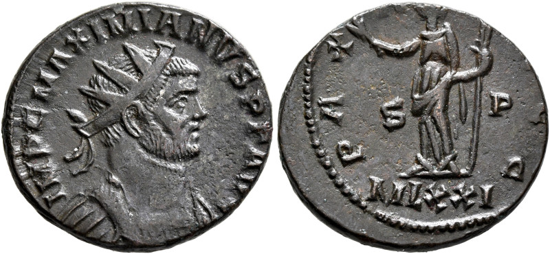 Maximianus, first reign, 286-305. Antoninianus (Bronze, 21 mm, 4.20 g, 6 h), str...