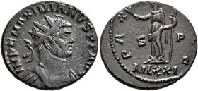 Maximianus, first reign, 286-305. Antoninianus (Bronze, 21 mm, 4.20 g, 6 h), struck under Carausius, Londinium, 292-293. IMP C MAXIMIANVS P F AVG Radi...