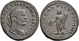 Maximianus, first reign, 286-305. Follis (Bronze, 27 mm, 9.00 g, 6 h), Lugdunum, circa 295. IMP C MAXIMIANVS P F AVG Laureate head of Maximianus to ri...