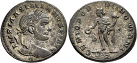 Maximianus, first reign, 286-305. Follis (Silvered bronze, 26 mm, 9.85 g, 12 h), Treveri, circa 296-297. IMP MAXIMIANVS P F AVG Laureate head of Maxim...