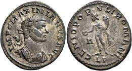 Maximianus, first reign, 286-305. Follis (Bronze, 28 mm, 8.73 g, 12 h), Lugdunum, circa 297. IMP C MAXIMIANVS AVG Laureate and cuirassed bust of Maxim...