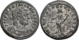Maximianus, first reign, 286-305. Follis (Silver, 28 mm, 11.26 g, 12 h), Treveri, circa 301. IMP MAXIMIANVS P F AVG Laureate and cuirassed bust of Max...