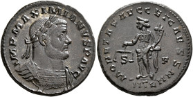 Maximianus, first reign, 286-305. Follis (Silvered bronze, 27 mm, 9.98 g, 5 h), Treveri, circa 302-303. IMP MAXIMIANVS P AVG Laureate and cuirassed bu...