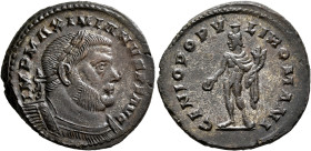 Maximianus, first reign, 286-305. Follis (Silvered bronze, 29 mm, 12.21 g, 6 h), Londinium, circa 303-305. IMP MAXIMIANVS P F AVG Laureate and cuirass...