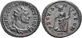 Constantius I, as Caesar, 293-305. Antoninianus (Silvered bronze, 23 mm, 3.75 g, 6 h), Lugdunum, winter 293. FL VAL CONSTANTIVS NOB C Radiate, draped ...
