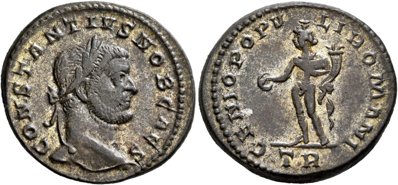 Constantius I, as Caesar, 293-305. Follis (Silvered bronze, 26 mm, 9.45 g, 11 h)...