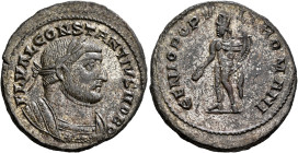 Constantius I, as Caesar, 293-305. Follis (Silvered bronze, 28 mm, 8.39 g, 6 h), Londinium, circa 296-297. FL VAL CONSTANTIVS NOB C Laureate and cuira...
