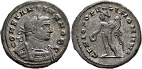 Constantius I, as Caesar, 293-305. Follis (Silvered bronze, 27 mm, 9.26 g, 6 h), Londinium, circa 296-303. CONSTANTIVS NOB C Laureate and cuirassed bu...