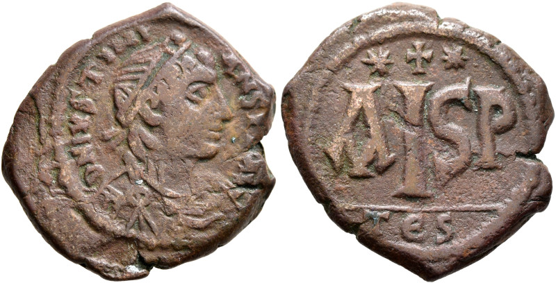 Justinian I, 527-565. 16 Nummi (Bronze, 22 mm, 6.50 g, 6 h), Thessalonica, 527-5...