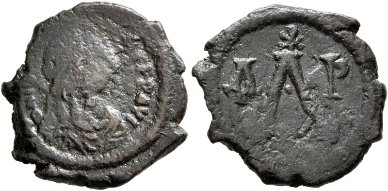 Justinian I, 527-565. 4 Nummi (Bronze, 17 mm, 2.07 g, 6 h), Thessalonica, 527-56...
