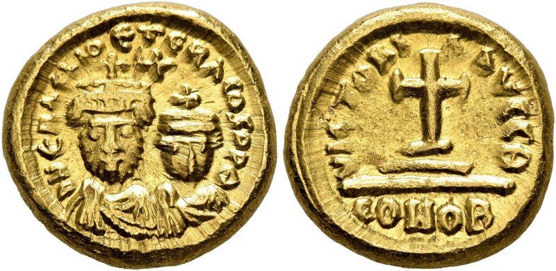 Heraclius, with Heraclius Constantine, 610-641. Solidus (Gold, 14 mm, 4.42 g, 6 ...