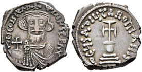 Constans II, 641-668. Hexagram (Silver, 22 mm, 5.48 g, 7 h), Constantinopolis, 647-651. δ N CONSTANTIN ЧS P P AV Crowned and draped bust of Constans I...