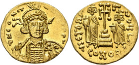 Constantine IV Pogonatus, with Heraclius and Tiberius, 668-685. Solidus (Gold, 19 mm, 4.50 g, 6 h), Constantinopolis, 674-681. δ N CONIT[...]PP' Diade...