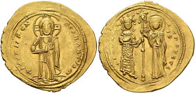 Theodora, 1055-1056. Histamenon (Gold, 25 mm, 4.35 g, 6 h), Constantinopolis. +IhS XIS DCX RCSNΛNTIhm Christ, nimbate, standing facing on footstool, w...