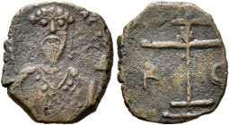 Alexius I Comnenus, 1081-1118. Half Tetarteron (Bronze, 14 mm, 1.12 g, 6 h), uncertain mint. Half-length bust of Alexius I facing, wearing loros and c...