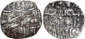 Theodore I Comnenus-Lascaris, emperor of Nicaea, 1208-1222. Trachy (Silver, 20 mm, 1.37 g, 6 h), Magnesia, circa 1208-1212. Christ, nimbate, seated fa...