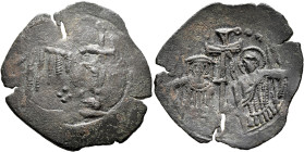 Andronicus II Palaeologus, 1282-1328. Trachy (Bronze, 28 mm, 2.56 g, 6 h), Thessalonica. Large wing holding large cross; below wing, four pellets. Rev...