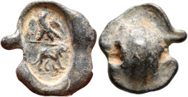 Anonymous, 3rd century. Seal (Lead, 17 mm, 2.97 g). In upper register, eagle standing facing, head right and wings spread; in lower register, lion adv...