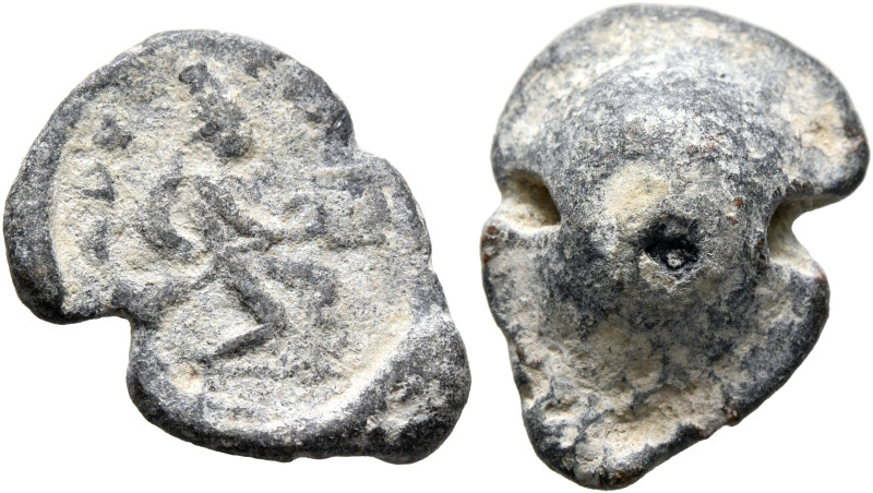 Phrygia (?), 3rd-4th centuries. Seal (Lead, 20 mm, 5.50 g). ΦPY Tyche (or Phrygi...