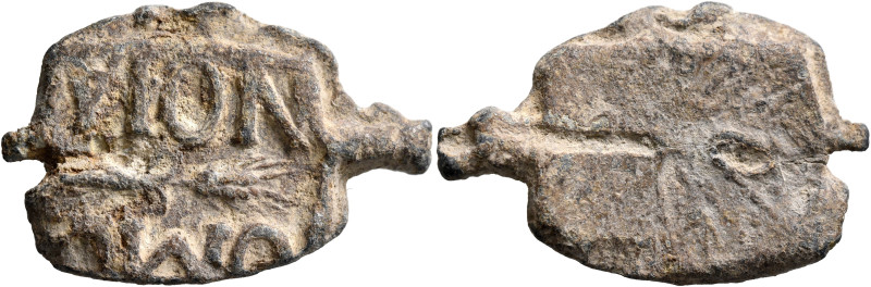Uncertain, circa 3rd century. Seal (Lead, 35x23 mm, 13.20 g). OM.../PION in two ...
