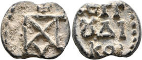 Uncertain, 6th century. Seal (Lead, 18 mm, 4.72 g, 12 h). Block monogram Π, A, M and C. Rev. +ЄΓΓ/૪ΔI/KOV in three lines. Unpublished in the standard ...
