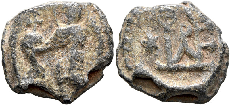 Desiderios, 6th century. Seal (Lead, 18 mm, 4.80 g, 6 h). Angel, nimbate, standi...
