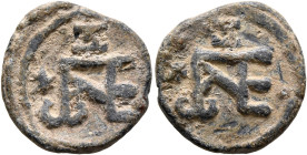 Uncertain, 6th century. Tessera (Lead, 18 mm, 3.92 g, 12 h). Block monogram of Π, A, E, N, Ⲱ and Ξ. Rev. Block monogram of Π, A, E, N, Ⲱ and Ξ. Unpubl...
