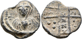 Johannes (?), 6th-7th centuries. Seal (Lead, 18 mm, 4.60 g, 12 h). The Mother of God holding infant Christ, both nimbate; cross to her left and right....