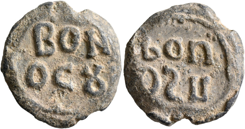 Bonosos, 6th-7th centuries. Seal (Lead, 22 mm, 10.87 g, 6 h). BON/OC૪ in two lin...