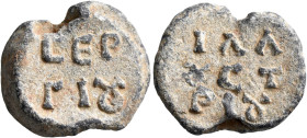 Sergios, illoustrios, 6th-7th centuries. Seal (Lead, 22 mm, 9.47 g, 12 h). CEP/ΓI૪ in two lines. Rev. IΛΛ/૪CT/PI૪ in three lines. Unpublished in the s...