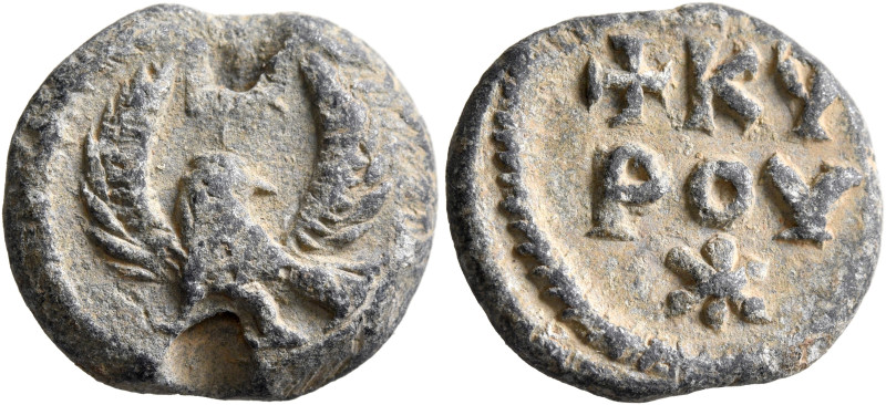 Kyros, 6th-early 7th century. Seal (Lead, 20 mm, 9.30 g, 12 h). Eagle standing l...