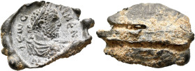 Caracalla, 198-217. Seal (Lead, 24 mm, 4.40 g). M - ΦЄⲰC - ΛIMЄN... Laureate, draped and cuirassed bust of Caracalla to right, seen from behind. Rev. ...