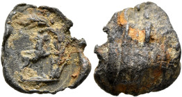 Anonymous, 3rd century. Seal (Lead, 15 mm, 2.03 g). Goat jumping to right towards tree. Rev. Wood imprint. Unpublished in the standard references. Som...