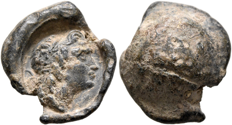 Anonymous, 3rd century. Seal (Lead, 17 mm, 4.62 g). Laureate head of a young man...