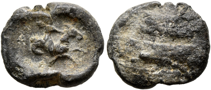 Anonymous, 3rd century. Seal (Lead, 13 mm, 1.57 g). Eros riding capricorn to rig...