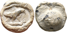 Anonymous, 3rd century. Seal (Lead, 16 mm, 4.54 g). Eagle standing right, devouring hare. Cf. Leu Web Auction 25 (2023), 3534 (eagle to left) and Lond...