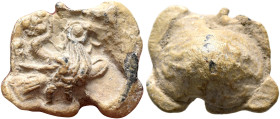 Anonymous, 3rd-4th centuries. Seal (Lead, 16 mm, 3.29 g). Eagle standing to right; above, uncertain details. Cf. Dissard, Récamier 652 (different die)...