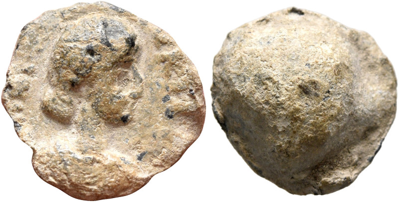 Uncertain, 4th century. Seal (Lead, 14 mm, 3.77 g). ...KIA Draped bust of a woma...