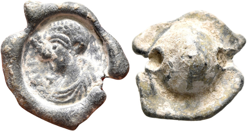 Anonymous, 4th century. Seal (Lead, 17 mm, 3.06 g). Draped bust of a young man t...