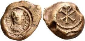 Maximinus, praetorian prefect of Gaul, 371-376. Seal (Lead, 18 mm, 6.51 g, 12 h). MAXIM-INE Bare-headed and draped bust of Maximinus to right. Rev. La...