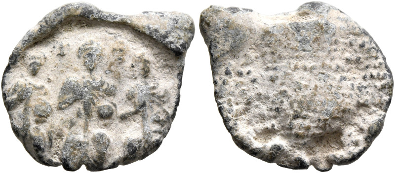 Anonymous, 2nd half 4th-1st half 5th century. Seal (Lead, 19 mm, 2.80 g). Three ...