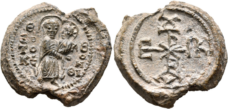 Uncertain, 7th century. Seal (Lead, 27 mm, 13.88 g, 1 h). Θ/ЄO/TO/KЄ - B/O/H/ΘI ...