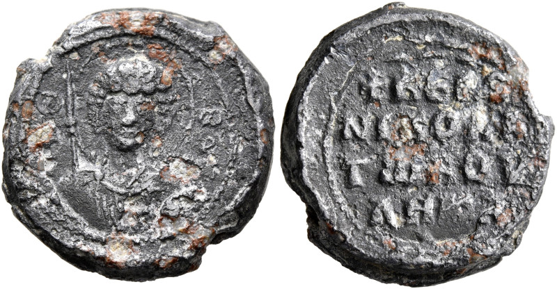 Nikolaos Boulikas, 11th century. Seal (Lead, 18 mm, 6.38 g, 12 h). Θ / [ΓЄ]-Ⲱ/P,...