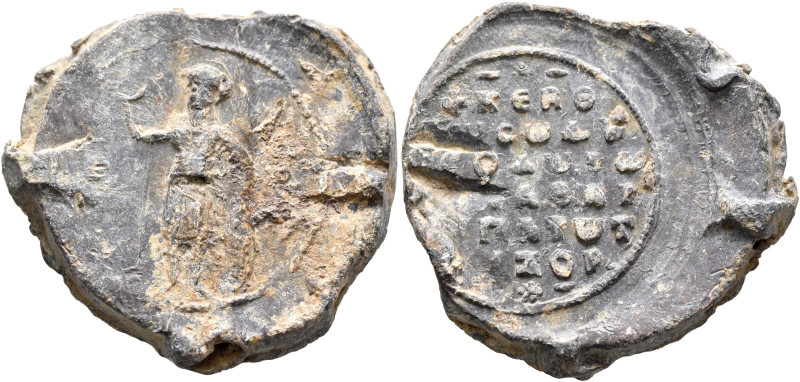 Theodoros Tzoros (?), imperial (?) spatharios and hypatos, 11th century. Seal (L...