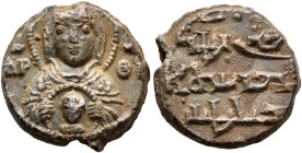 Uncertain, 11th century. Seal (Lead, 17 mm, 3.86 g, 8 h). MHP ΘV Nimbate Theotokos “Nikopoios”, holding medallion of Christ with both hands prayer. Re...